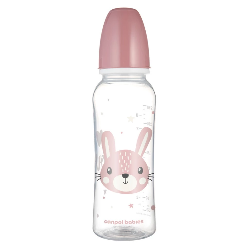Canpol babies Keskeny nyakú cumisüveg, CUTE ANIMALS, 250 ml - nyuszi
