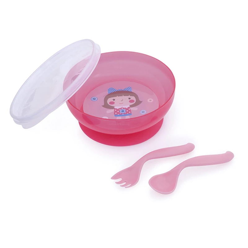 Canpol babies Tál evőeszközökkel és fedővel, 350ml, TOYS