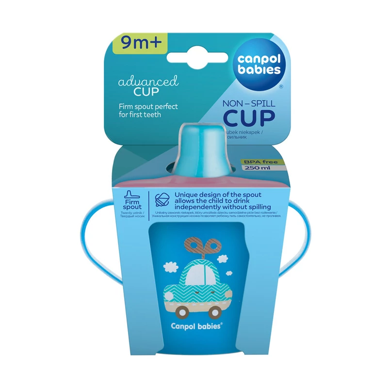 Canpol babies Csöpögésmentes pohár, kemény, 250 ml, TOYS - kék