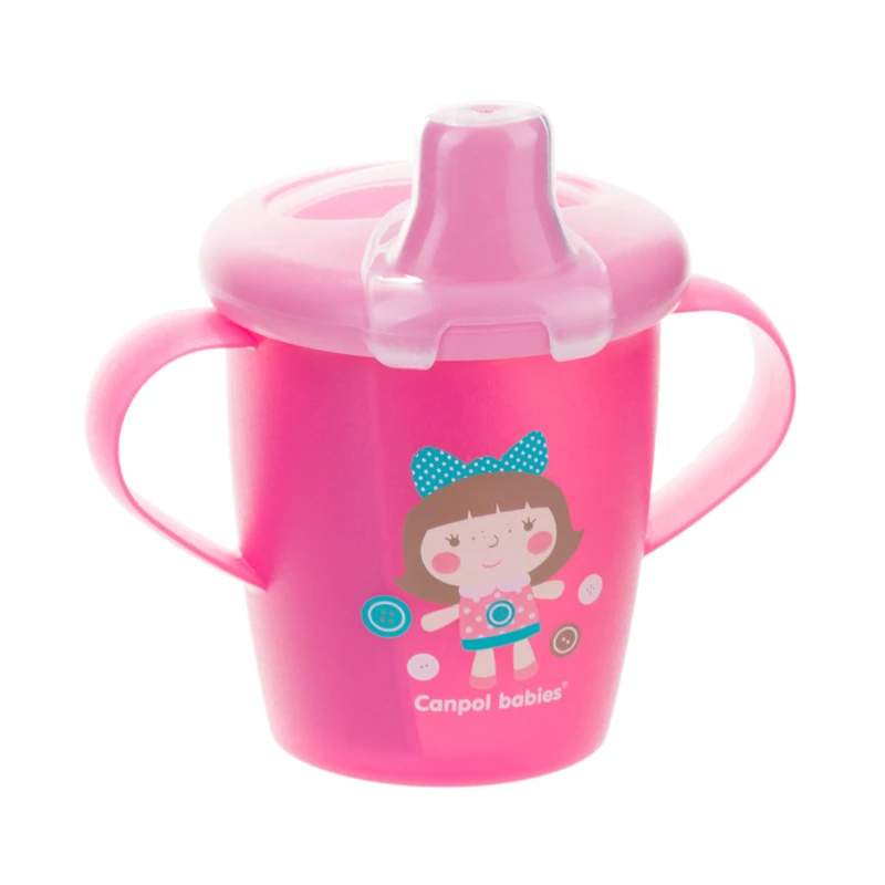 Canpol babies Csöpögésmentes pohár, kemény, 250 ml, TOYS - rózsaszín
