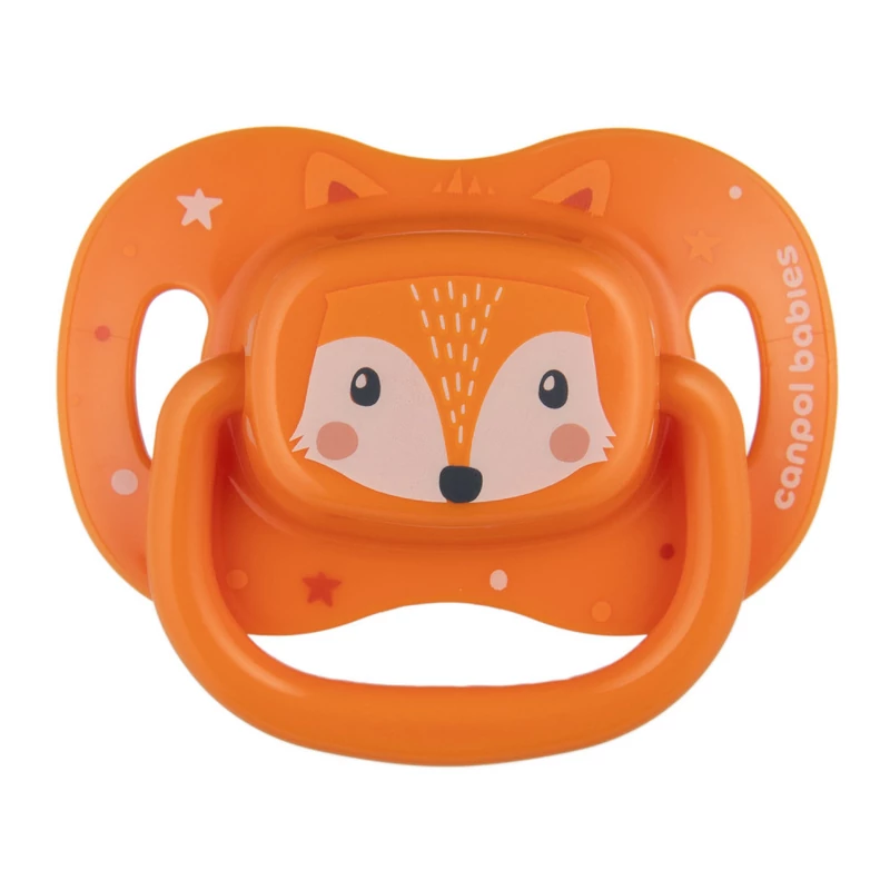Canpol babies Szilikon szimmetrikus cumi, 6-18hó, 1db, CUTE ANIMALS - narancs