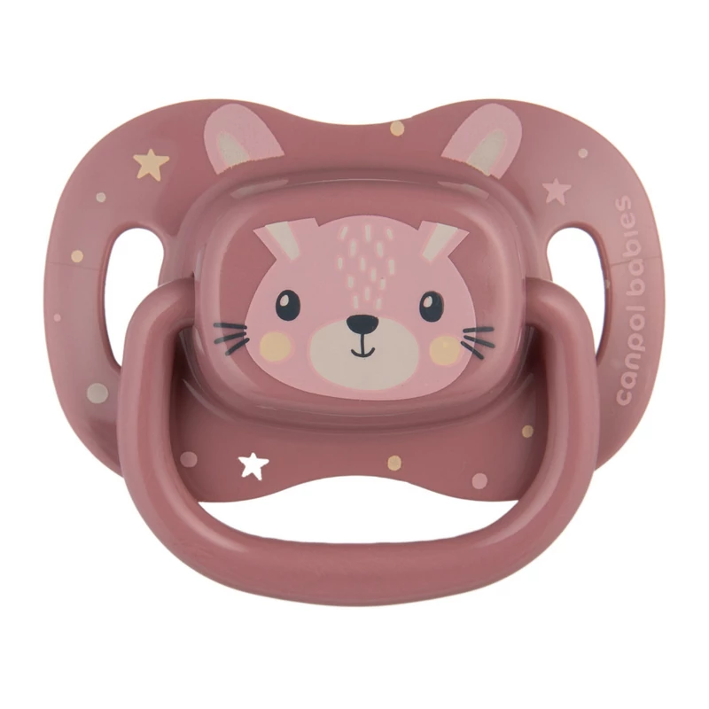 Canpol babies Szilikon szimmetrikus cumi, 6-18hó, 1db, CUTE ANIMALS - pink