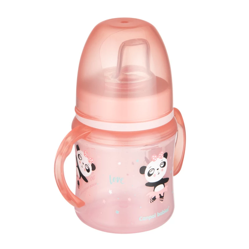 Canpol babies Szilikon ivócsőrős tanulópohár, 120 ml, EXOTIC ANIMALS - pink