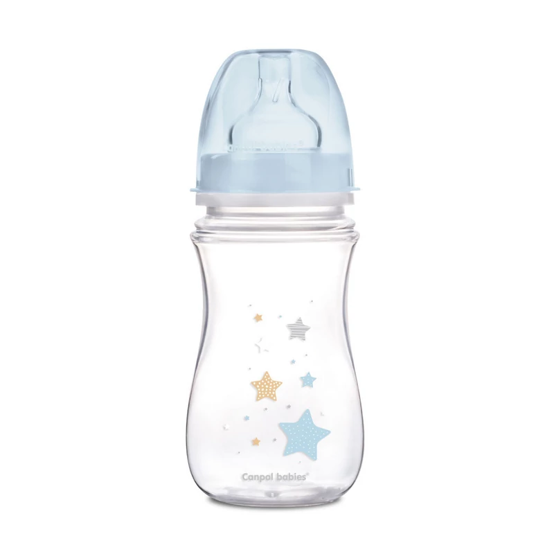 Canpol babies Anti-kólikás cumisüveg, EasyStart, NEWBORN BABY, 240 ml - kék