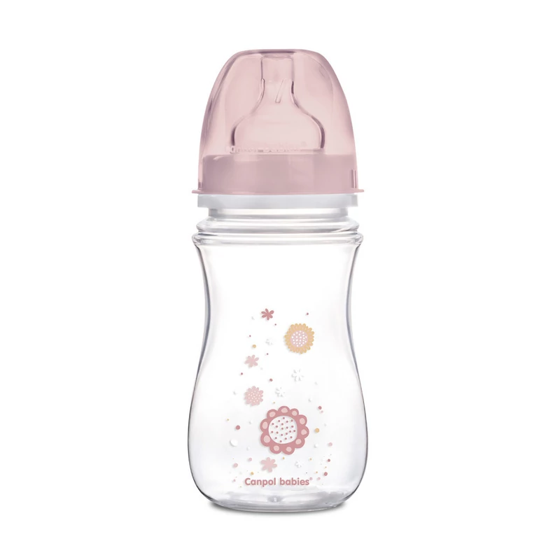 Canpol babies Anti-kólikás cumisüveg, EasyStart, NEWBORN BABY, 240 ml - pink