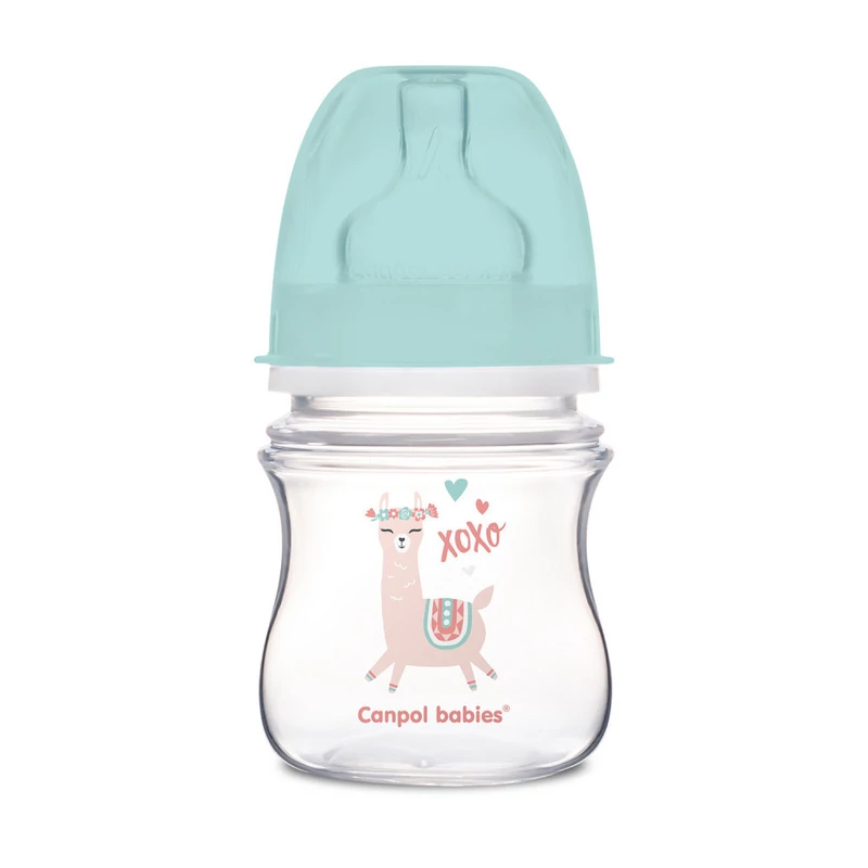 Canpol babies Anti-kólikás cumisüveg, EasyStart, EXOTIC ANIMALS, 120 ml - zöld