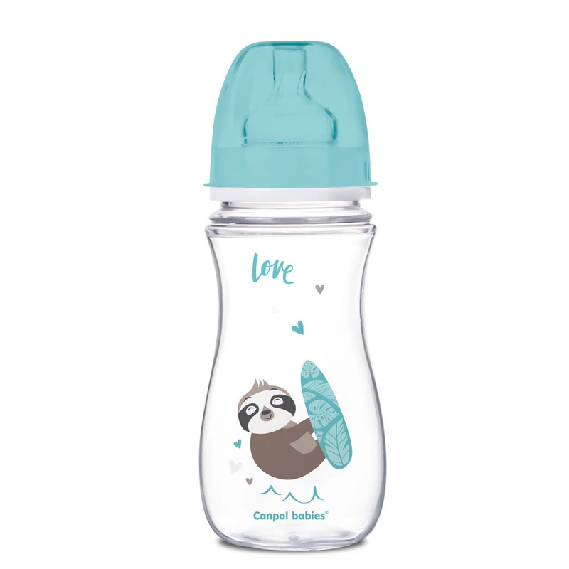 Canpol babies Anti-kólikás cumisüveg, EasyStart, EXOTIC ANIMALS, 300 ml - kék