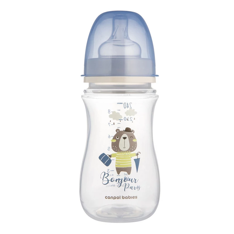 Canpol babies Anti-kólikás cumisüveg, 240 ml, Easy Start BONJOUR PARIS - kék