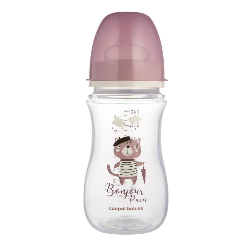 Canpol babies Anti-kólikás cumisüveg, 240 ml, Easy Start, BONJOUR PARIS - pink