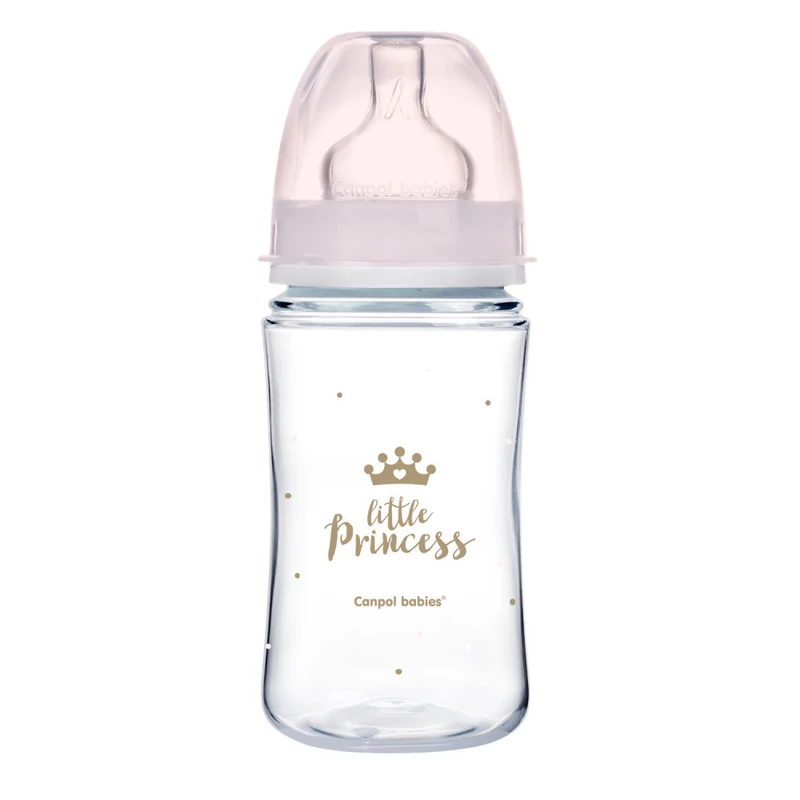 Canpol babies Anti-kólikás cumisüveg, EasyStart, ROYAL BABY 240 ml - pink