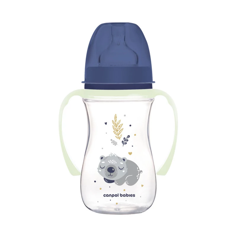 Canpol babies Anti-kólikás cumisüveg, világító fogantyúval, EasyStart, SLEEPY KOALA, 240 ml -