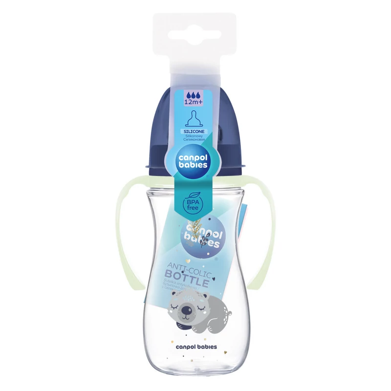 Canpol babies Anti-kólikás cumisüveg, világító fogantyúval, EasyStart, SLEEPY KOALA, 300 ml -