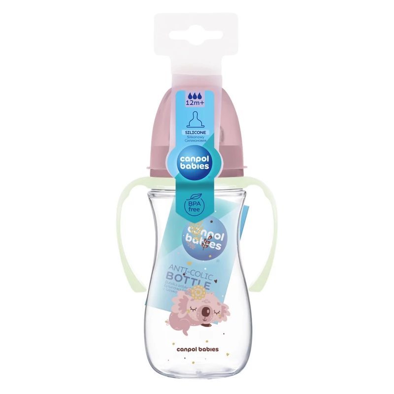 Canpol babies Anti-kólikás cumisüveg, világító fogantyúval, EasyStart, SLEEPY KOALA, 300 ml -