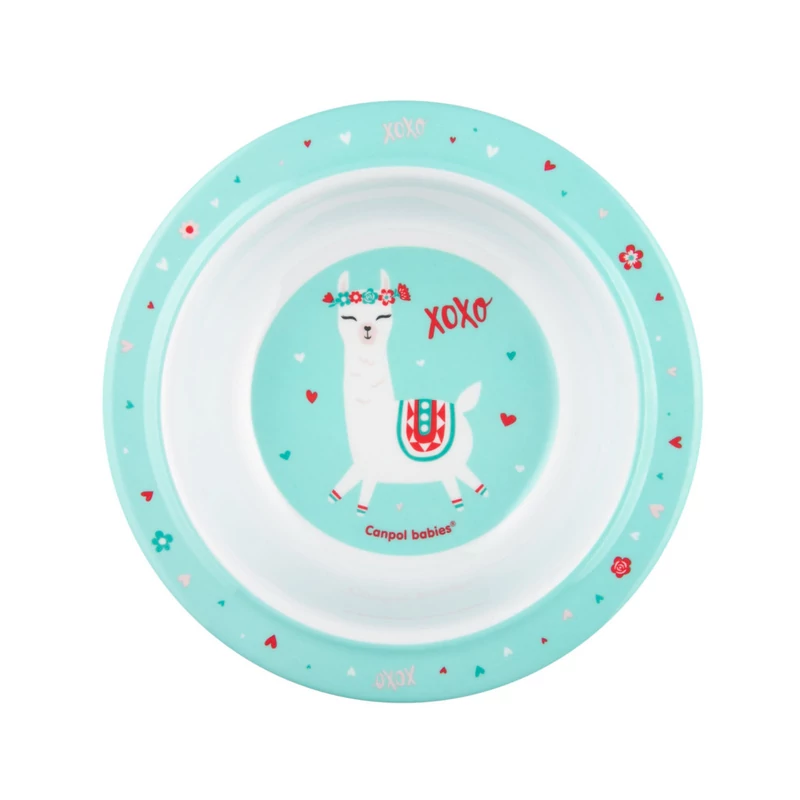 Canpol babies Melamine tál tapadókoronggal, 270ml, EXOTIC ANIMALS - türkiz