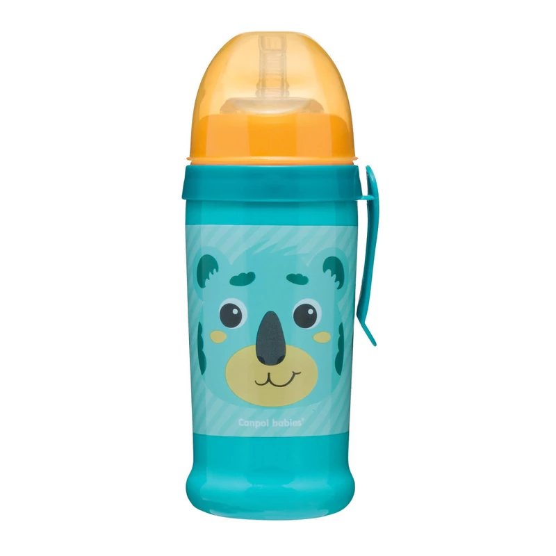 Canpol babies Cseppmentes sport itatópohár, szilikon szívószállal, 350 ml, HELLO LITTLE - türk