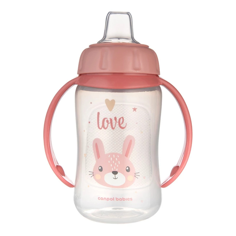 Canpol babies Tanulópohár szilikon ivócsőrrel, CUTE ANIMALS, 320ml, nyuszi