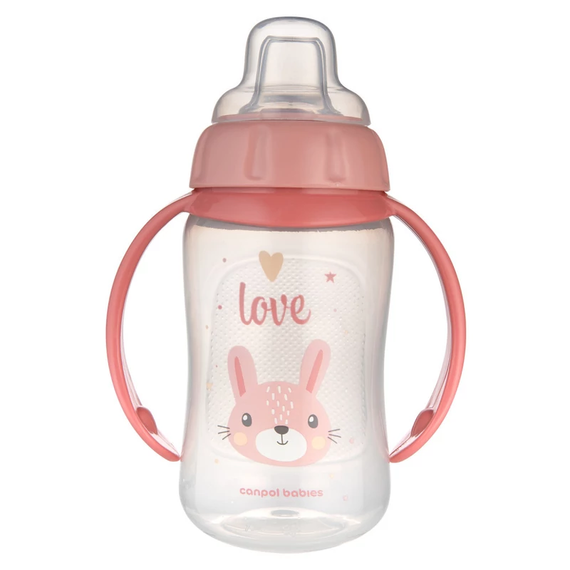 Canpol babies Tanulópohár szilikon ivócsőrrel, CUTE ANIMALS, 320ml, nyuszi