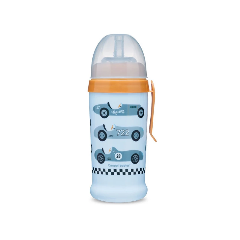 Canpol babies Sport itatópohár, cseppmentes szilikon szívószállal, 350 ml, RACING - világoské