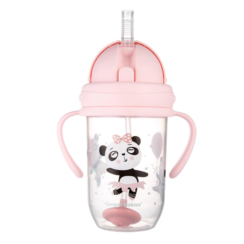 Canpol babies Súlyozott szívószálas cseppmentes itatópohár, 270ml, 6hó+, EXOTIC ANIMALS - pin
