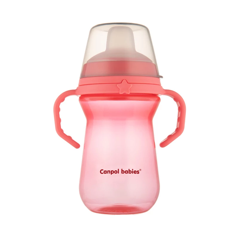 Canpol babies Itatópohár szilikonos ivócsőrrel, FirstCup, 250 ml, rózsaszín