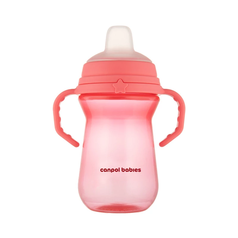 Canpol babies Itatópohár szilikonos ivócsőrrel, FirstCup, 250 ml, rózsaszín