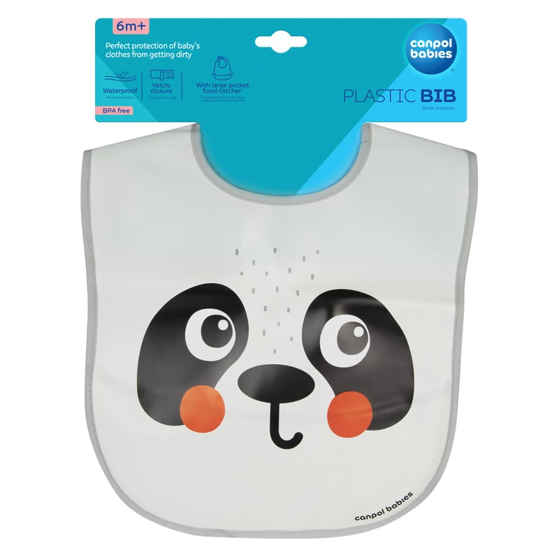 Canpol babies Szilikon előke zsebbel, BabiesBoo, panda