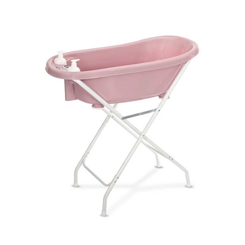 Lorelli kád leeresztő dugóval, babatartóval 88 cm + kádállvány - Nordic Pink