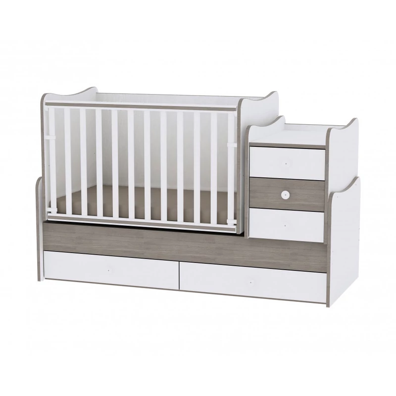 Lorelli Maxi plus kombi ágy 70x160 + Cupboard pelenkázó komód + Exclusive szekrény - White & Co