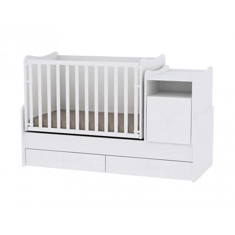 Lorelli Trend PLUS kombi ágy 70x165 + Cupboard pelenkázó komód + Exclusive szekrény - White