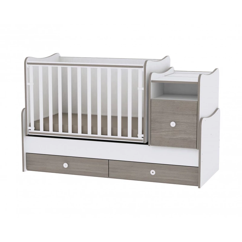 Lorelli Trend PLUS kombi ágy 70x165 + Cupboard pelenkázó komód + Exclusive szekrény - White & C