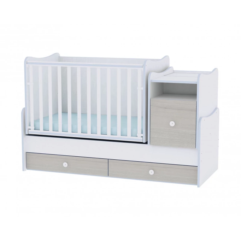 Lorelli Trend PLUS kombi ágy 70x165 + Exclusive szekrény - White & Blue Elm
