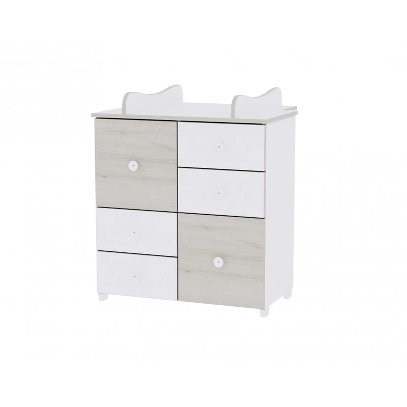 Lorelli Dream kiságy 60x120 + Cupboard pelenkázó komód - White & Light Oak