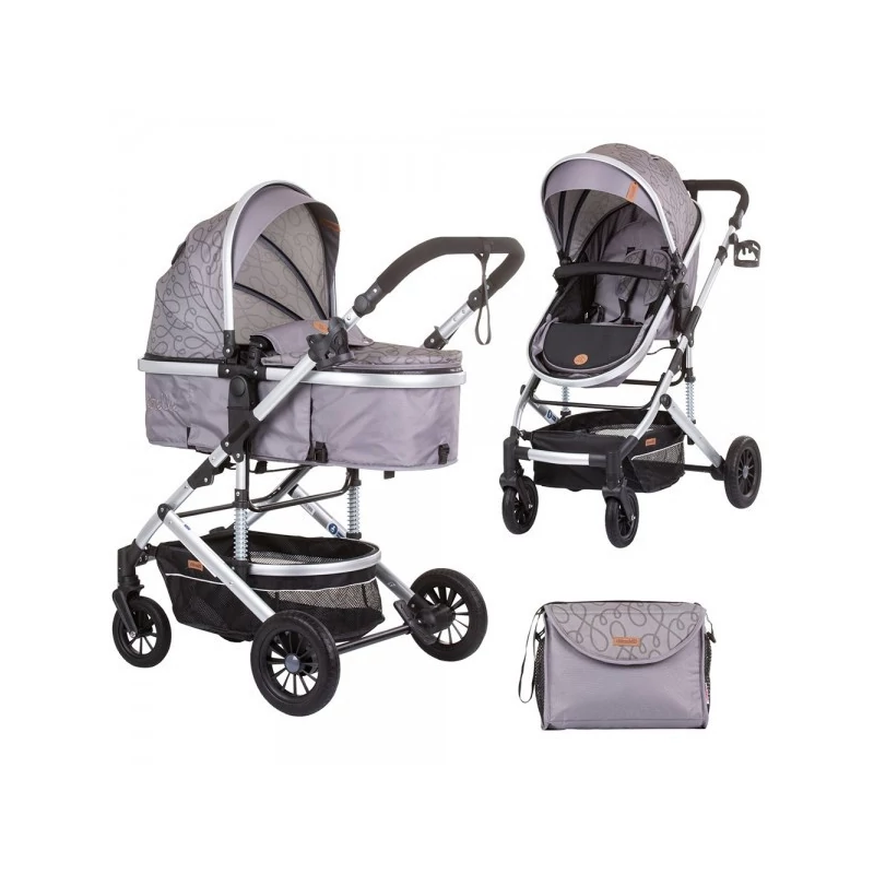 Chipolino Estelle babakocsi mózessé alakítható sport résszel + autóshordozó 0-13kg - Glacier