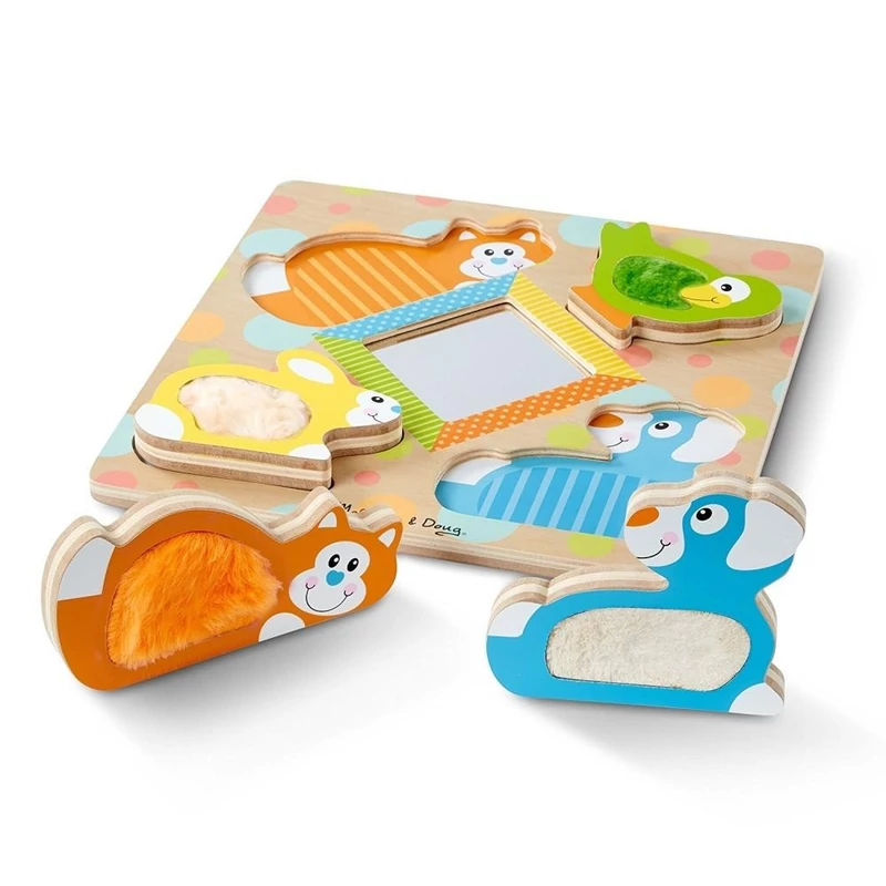 Melissa & Doug tapintós puzzle, kukucskáló állatok tükörrel