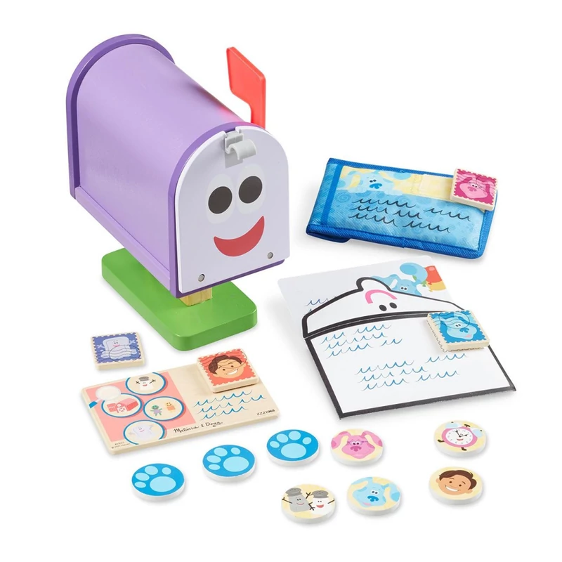Melissa & Doug azúrkék nyomok és te fa postaláda készlet