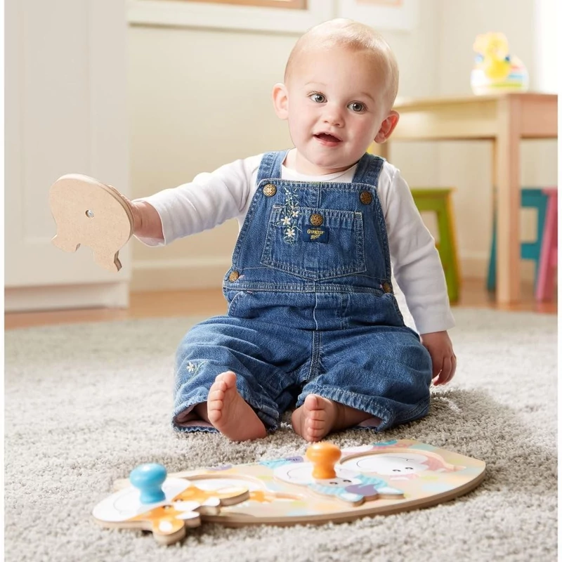Melissa & Doug óriás puzzle gombbal - farm állatai