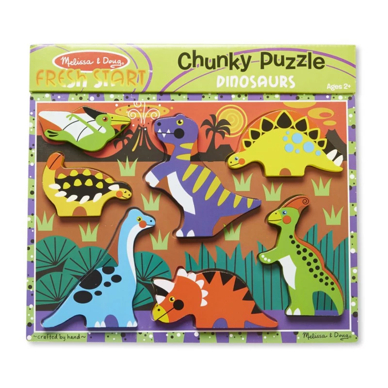 Melissa & Doug Készségfejlesztő játék, könnyen megfogható puzzle, dínók