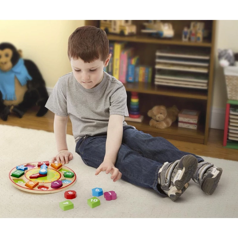 Melissa & Doug fa készségfejlesztő játék, formaillesztő óra