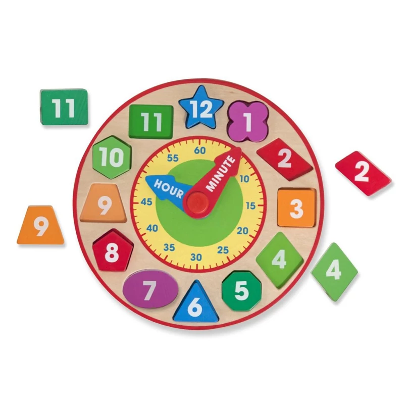 Melissa & Doug fa készségfejlesztő játék, formaillesztő óra