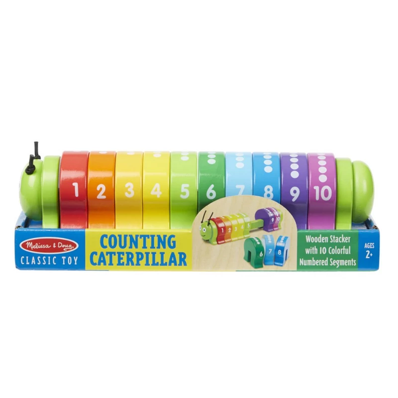 Melissa & Doug Fa készségfejlestő játék, színes számtanuló hernyó