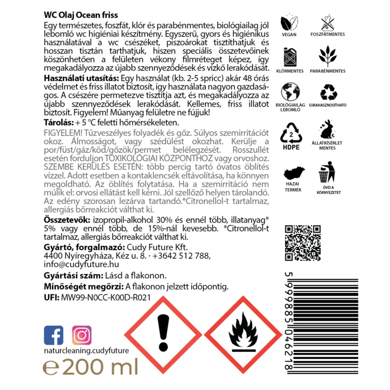 NaturCleaning WC olaj 1 liter - óceán