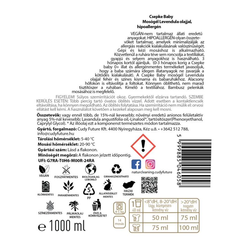 Csepke Baby mosógél levendula olajjal 3m+ - 4 liter