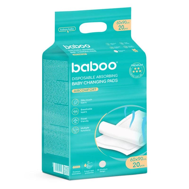 Baboo Eldobható Nedvszívó Pelenkázó Alátét AirComfort 60x90, 20db