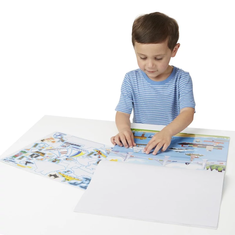 Melissa & Doug Kreatív játék, Újrahasználható matrica készlet, járművek