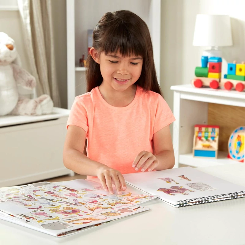 Melissa & Doug, kreatív játék, matricagyűjtő füzet 500 matricával, hercegnők, tea parti, állatok
