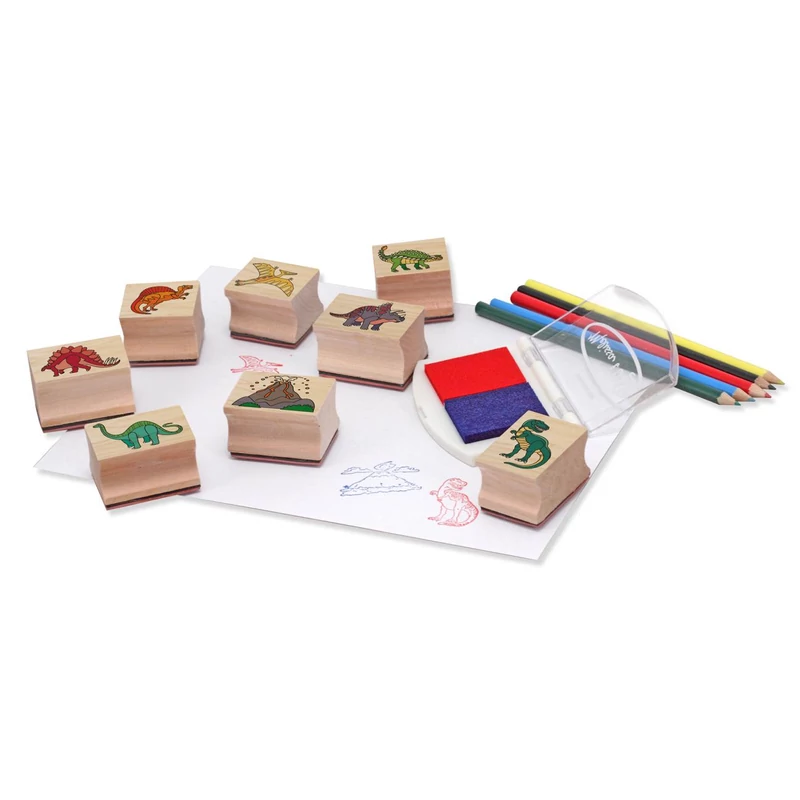 Melissa & Doug Fa nyomda készlet ceruzákkal, dínók