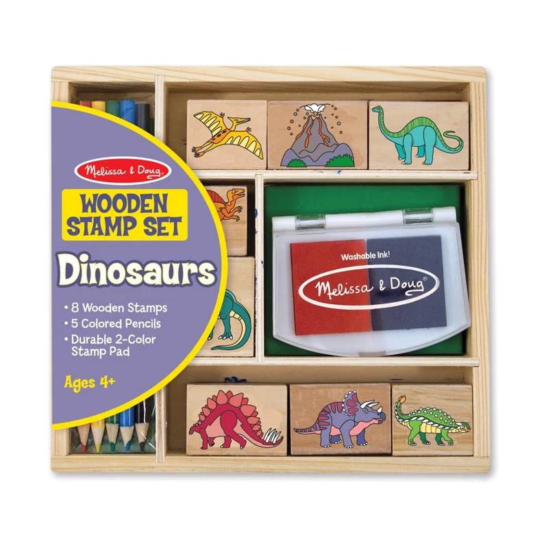 Melissa & Doug Fa nyomda készlet ceruzákkal, dínók