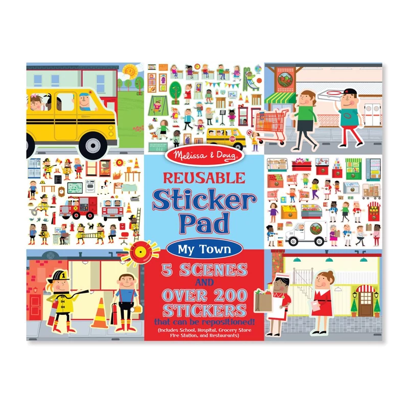 Melissa & Doug Kreatív játék, Újrahasználható matrica készlet, város