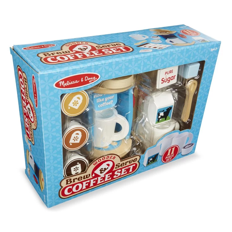 Melissa & Doug Sütés-főzés, Fa kávéfőző szett