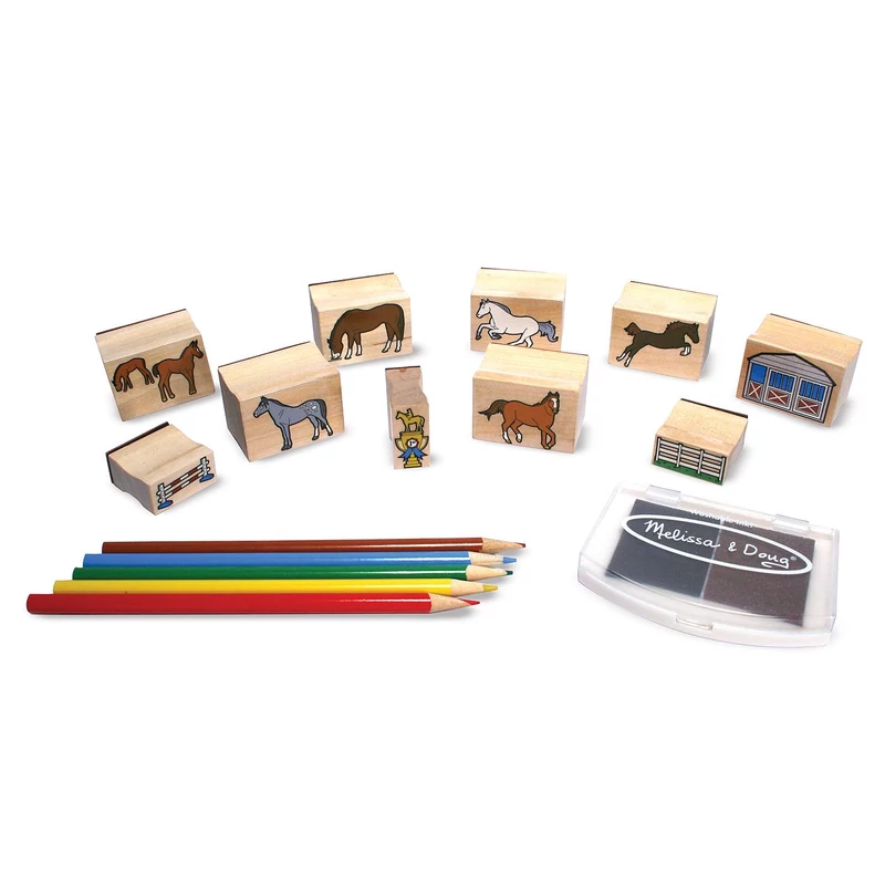 Melissa & Doug Fa nyomda készlet ceruzákkal, lovak